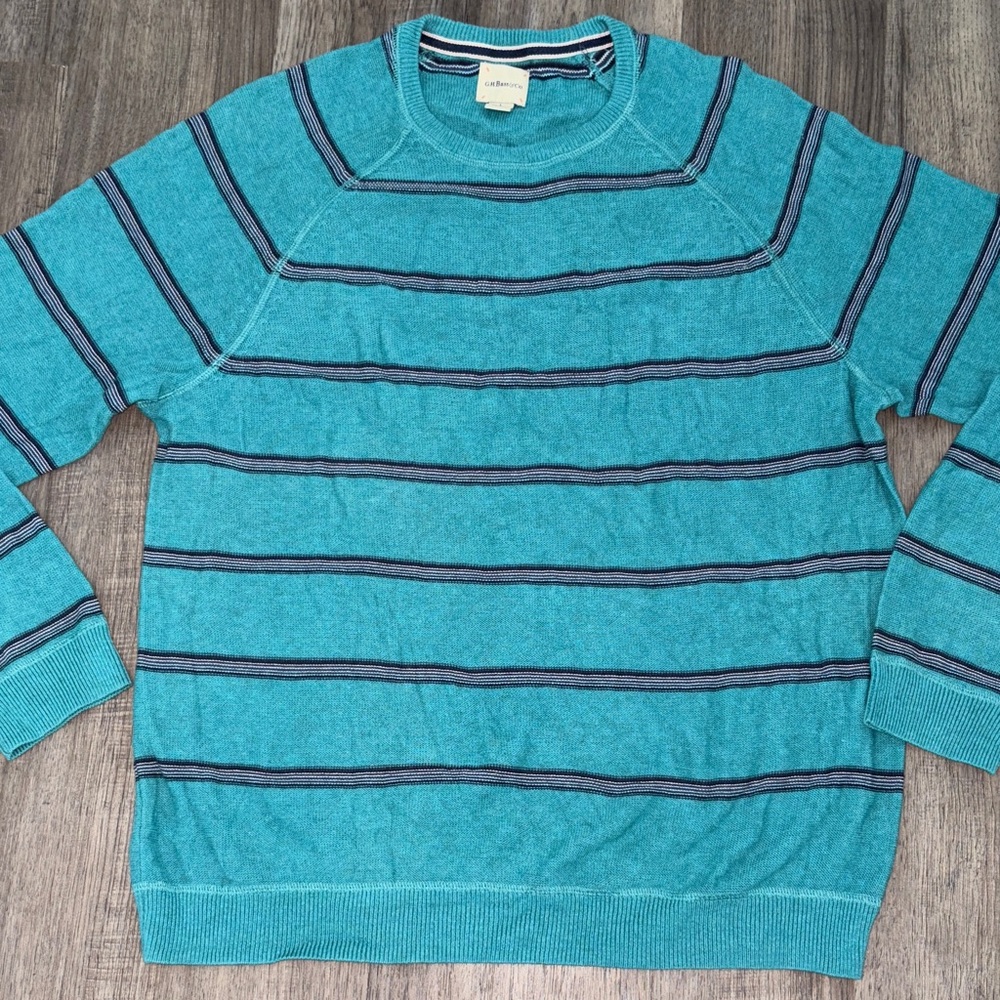 G.H.Bass&Co. Men’s Blue Striped Knit Pullover Sweater Size L